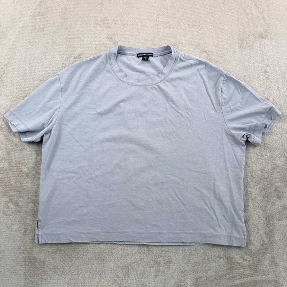James Perse Los Angeles Relaxed Boxy T Shirt Top in Grey Women XS 0 Short Sleeve